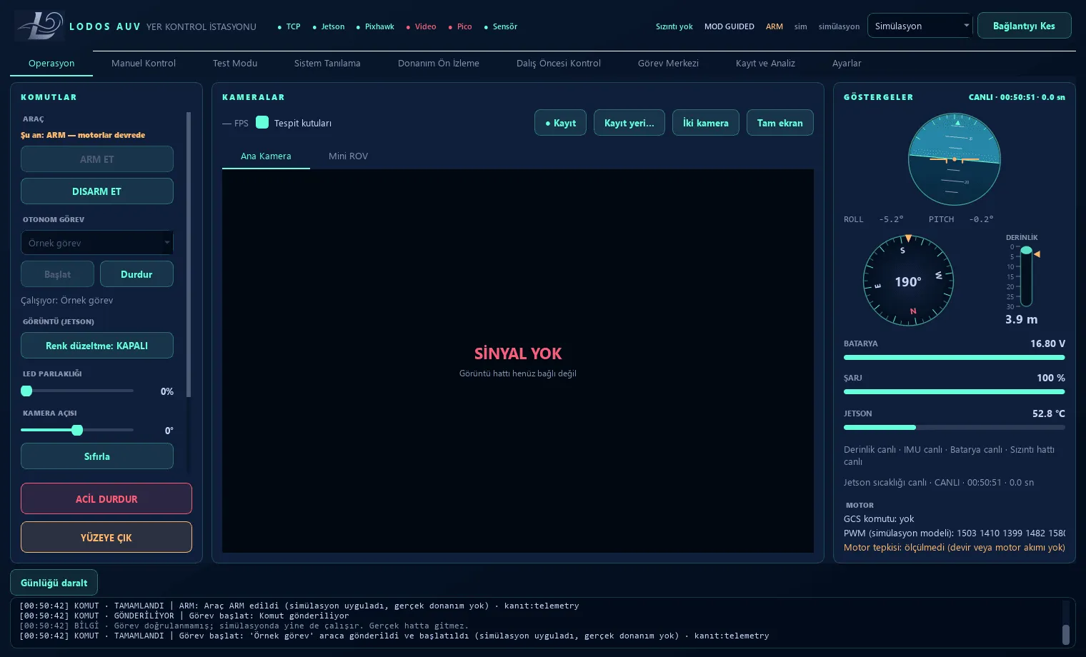 Yer kontrol istasyonu: Operasyon ekranı